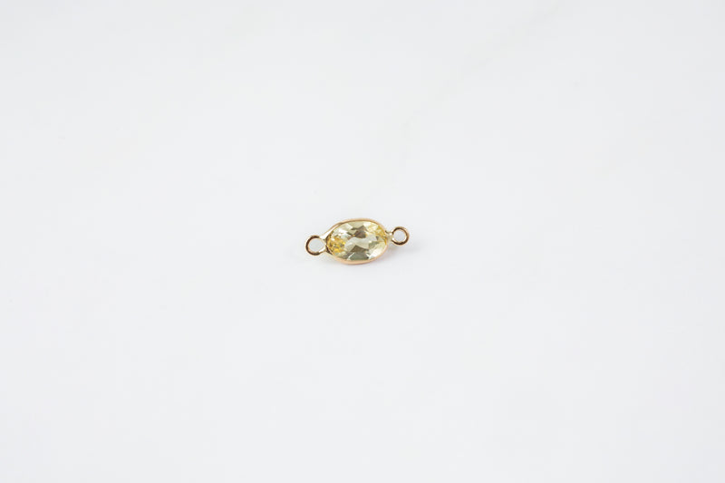 Load image into Gallery viewer, Oval Lemon Quartz Gemstone Charm- 14K Gold
