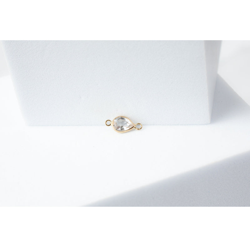Load image into Gallery viewer, Yellow Gold  White Topaz  White  stone  Pear Shaped  Gold  gemstone  charm  14k Gold  14k
