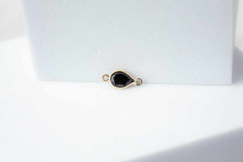Load image into Gallery viewer, Yellow Gold  stone  Pear Shaped  Gold  gemstone  charm  black  14k Gold  14k
