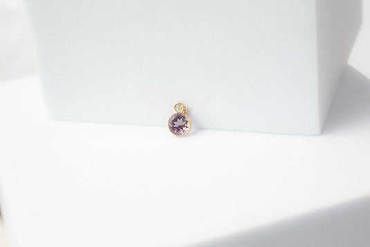 stone  Round  purple  Gold  gemstone  charm  amethyst  14k Gold  14k