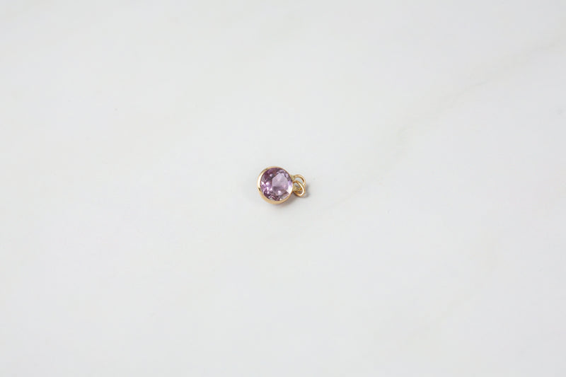 Load image into Gallery viewer, 4mm Circle Amethyst Gemstone Charm - 14K Solid Gold (Yellow)
