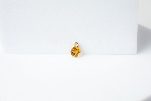 Citrine Gemstone Charm - 14K Solid Gold (Yellow)