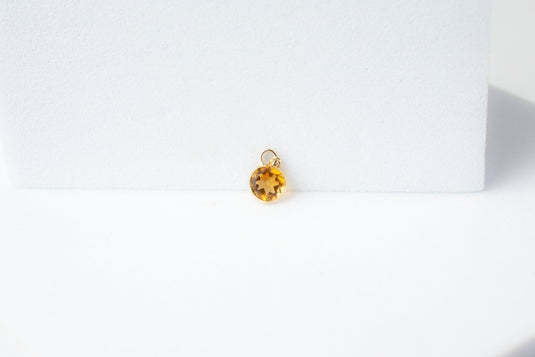 Citrine Gemstone Charm - 14K Solid Gold (Yellow)