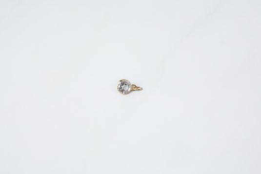 White Topaz Gemstone Charm - 14K Gold (Yellow)