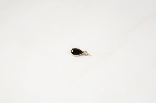 White Gold  stone  spinel  pear  Gold  gemstone  charm  black  14k Gold  14k