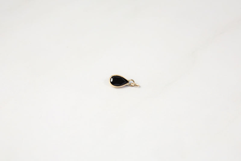 Cargue la imagen en el visor de la galería, White Gold  stone  spinel  pear  Gold  gemstone  charm  black  14k Gold  14k
