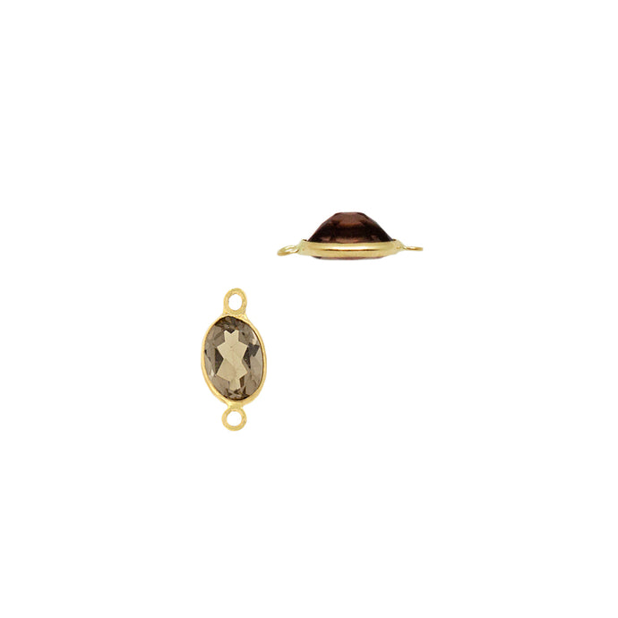 Oval smoky Quartz Gemstone Charm - 14k Gold