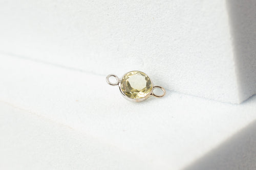 Lemon Quartz Gemstone Connector - 14K Solid Gold (White)