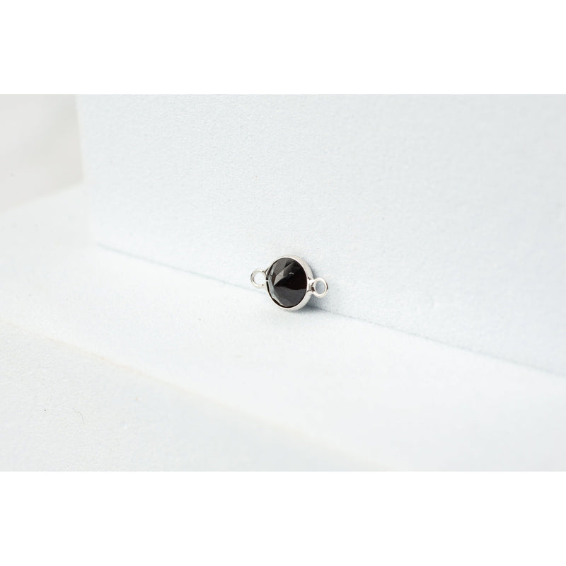 Load image into Gallery viewer, Black Spinel Gemstone Charm- 14K Gold (White)
