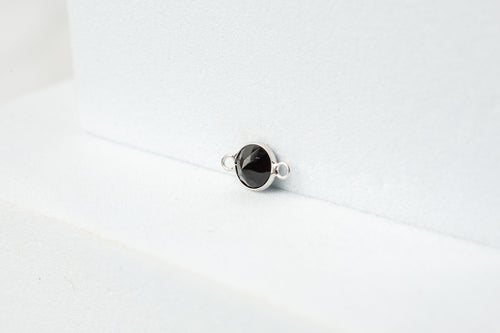 Black Spinel Gemstone Connector - 14K Solid Gold (White)