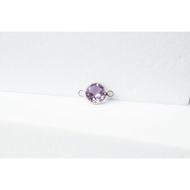 Load image into Gallery viewer, stone  Round  purple  gemstone  charm  bezel  amethyst  14k Gold  14k
