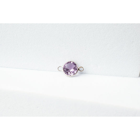 stone  Round  purple  gemstone  charm  bezel  amethyst  14k Gold  14k
