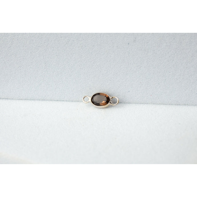 White Gold  stone  smoky  quartz  Gold  gemstone  charm  brown  14k Gold  14k