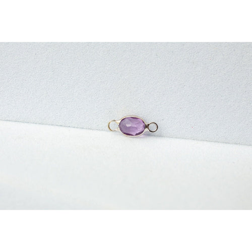 White Gold  stone  purple  oval  Gold  gemstone  charm  amethyst  14k Gold  14k