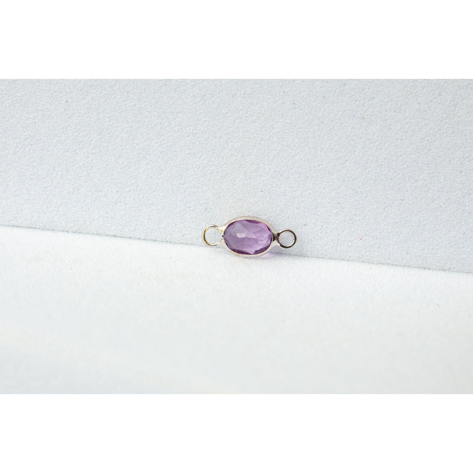 White Gold  stone  purple  oval  Gold  gemstone  charm  amethyst  14k Gold  14k