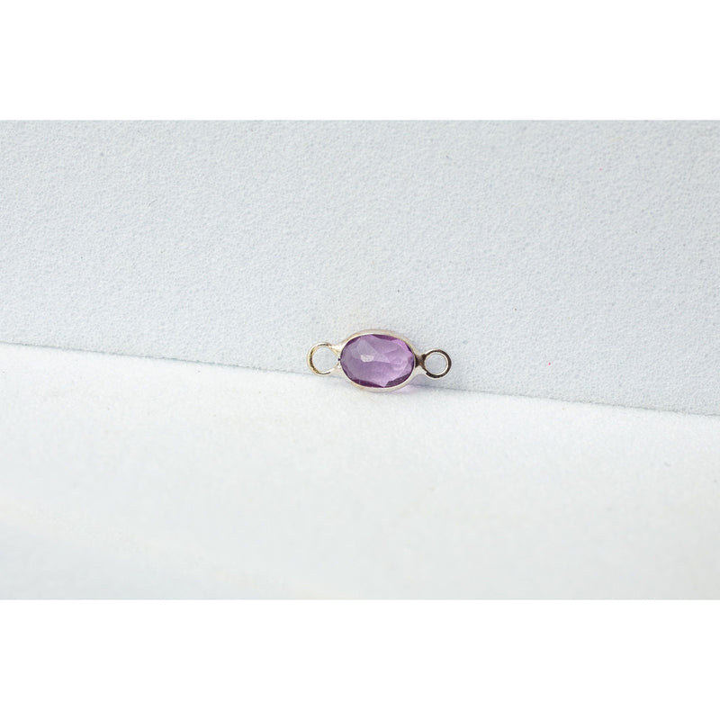 Load image into Gallery viewer, White Gold  stone  purple  oval  Gold  gemstone  charm  amethyst  14k Gold  14k
