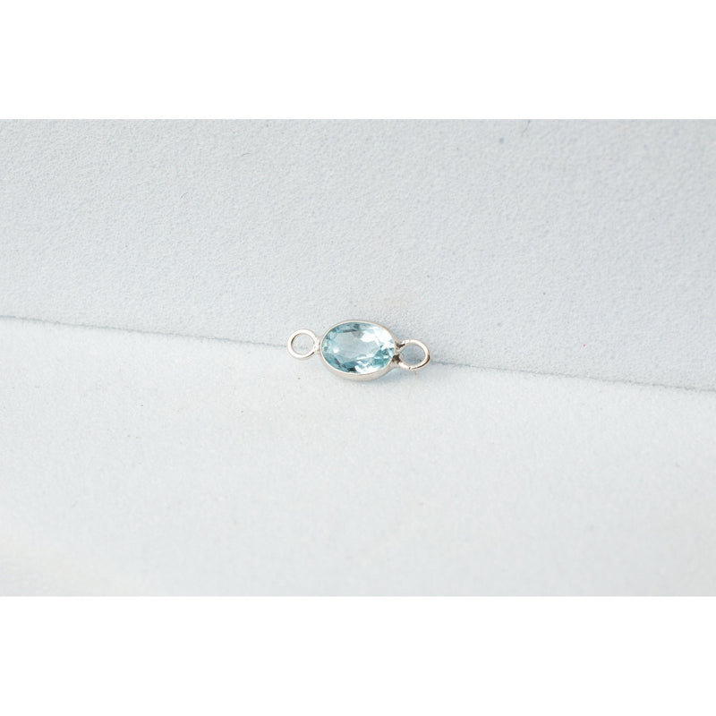 Load image into Gallery viewer, Oval Blue Topaz Charm- 14K Gold (White)
