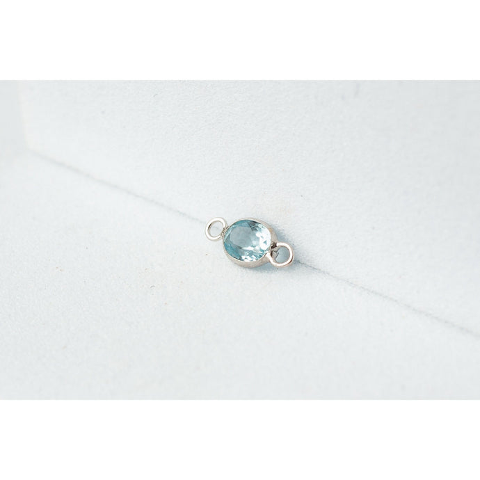 White Gold  topaz  stone  oval  Gold  gemstone  charm  blue