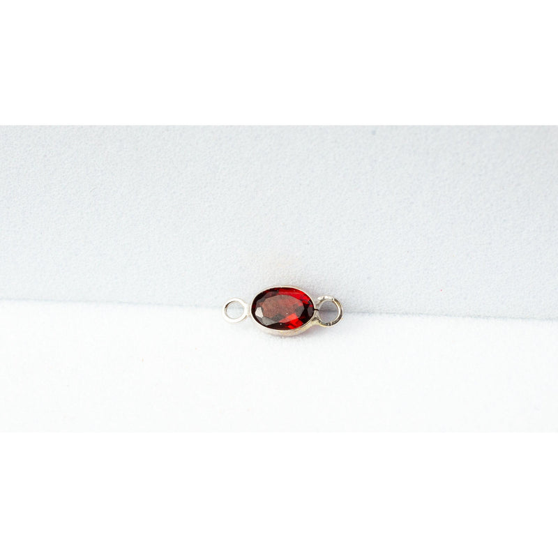 Load image into Gallery viewer,  White Gold  stone  red  oval  Gold  gemstone  garnet  charm  14k Gold  14k
