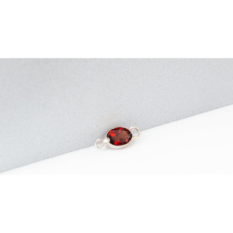 Load image into Gallery viewer, Oval Garnet Charm- 14K Gold (White)
