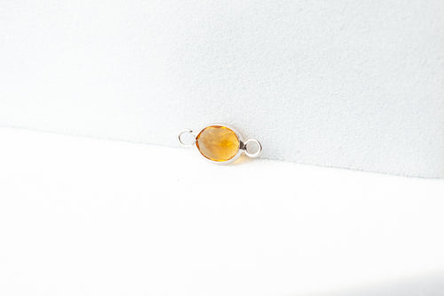 3x4mm Oval Citrine Gemstone Connector - 14K Solid Gold (White)