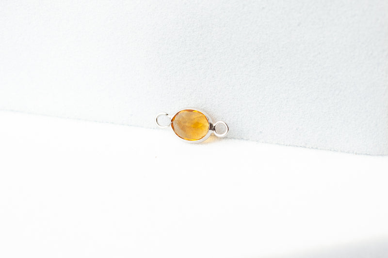 Load image into Gallery viewer, 3x4mm Oval Citrine Gemstone Connector - 14K Solid Gold (White)
