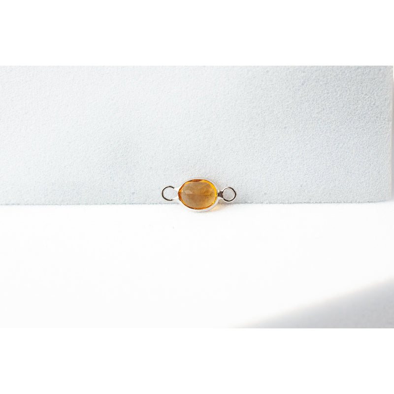 Load image into Gallery viewer, Oval Citrine Charm- 14K White Gold
