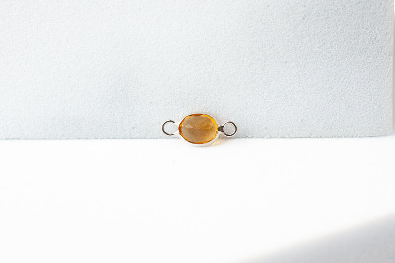 Load image into Gallery viewer, 3x4mm Oval Citrine Gemstone Connector - 14K Solid Gold (White)
