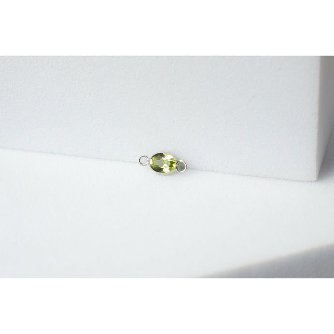 White Gold  stone  peridot  oval  Gold  gemstone  charm  14k Gold  14k