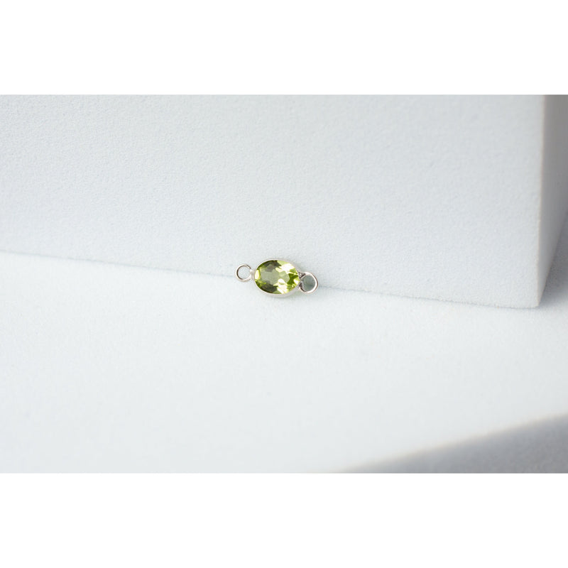 Load image into Gallery viewer, White Gold  stone  peridot  oval  Gold  gemstone  charm  14k Gold  14k
