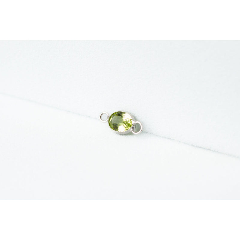 Load image into Gallery viewer, Oval Peridot Charm- 14K White Gold
