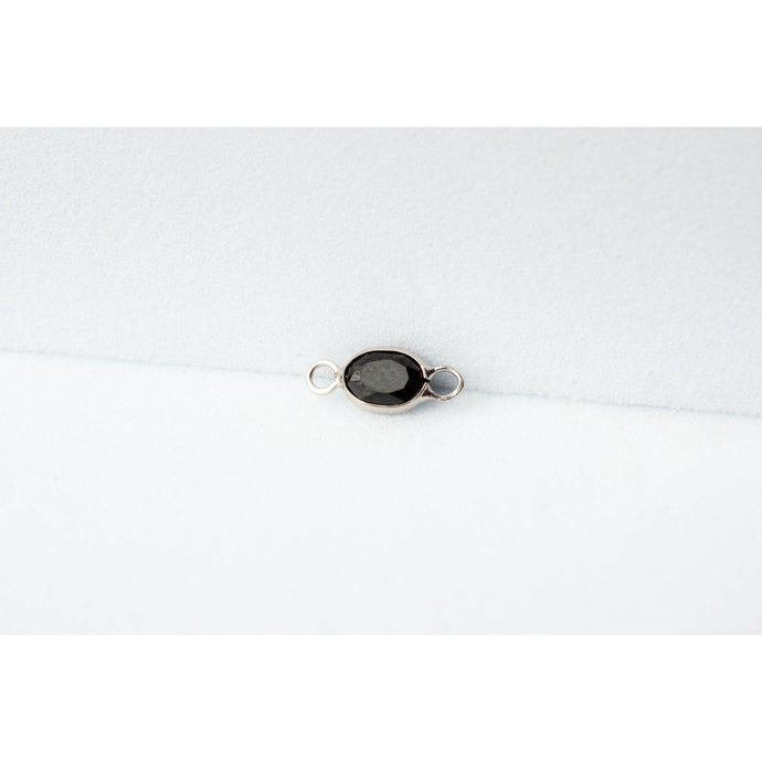 White Gold  stone  spinel  oval  Gold  gemstone  charm  black  14k Gold  14k