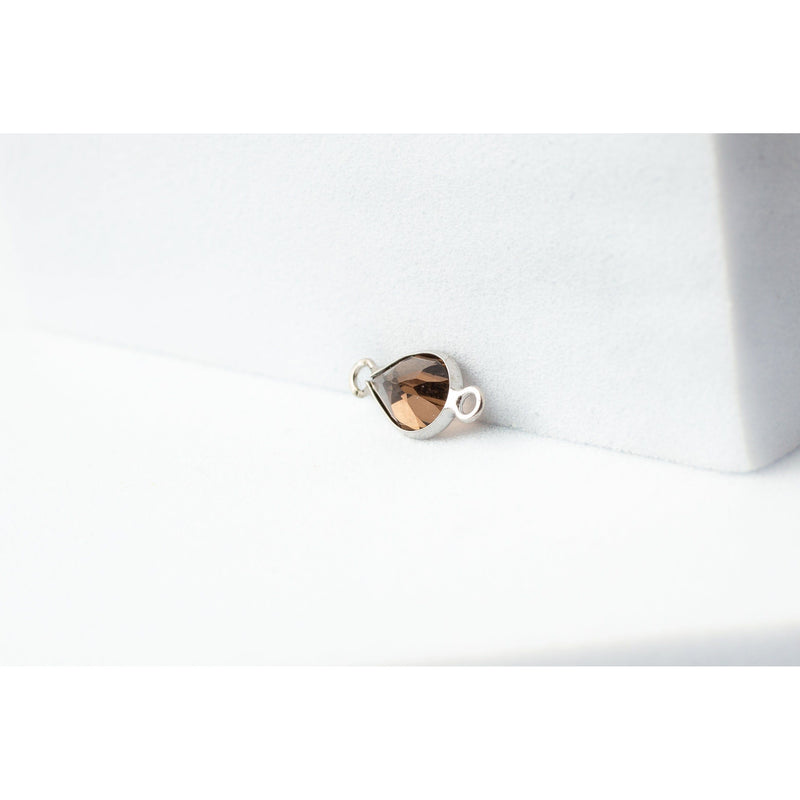 Load image into Gallery viewer, Pear Smoky Quartz Gemstone Charm- 14K Gold (White)

