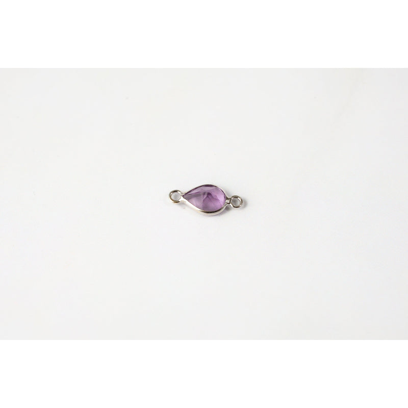 Load image into Gallery viewer, Pear Amethyst Gemstone Charm- 14K Gold (White)
