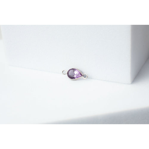 White Gold  stone  purple  pear  Gold  gemstone  charm  amethyst  14k Gold  14k
