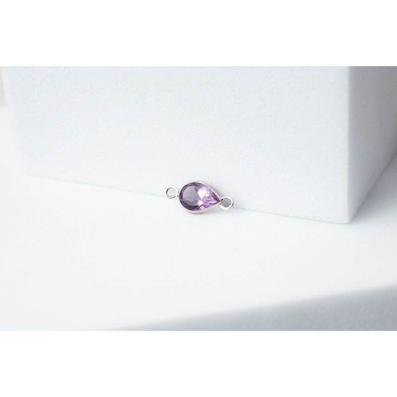 Load image into Gallery viewer, White Gold  stone  purple  pear  Gold  gemstone  charm  amethyst  14k Gold  14k
