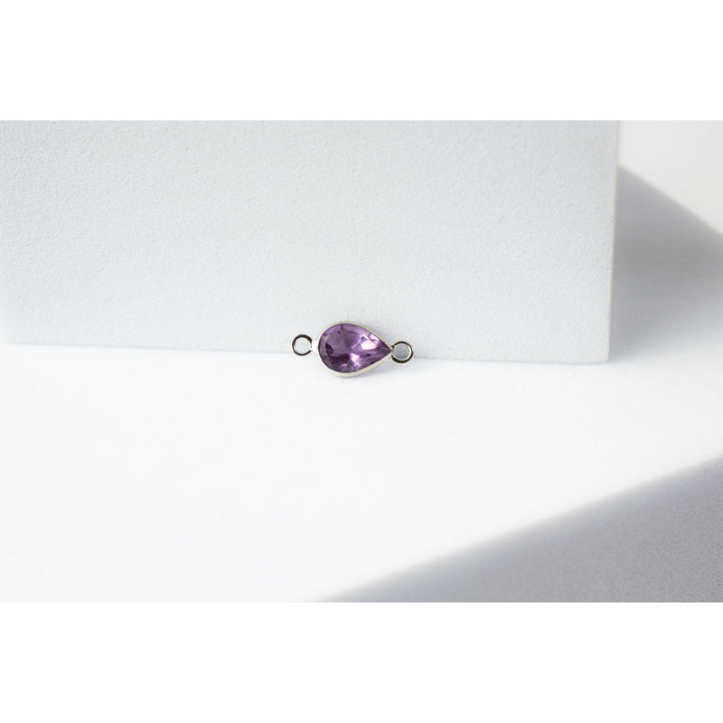 Load image into Gallery viewer, 6x4mm Pear Amethyst Connector - 14K Solid Gold (White)
