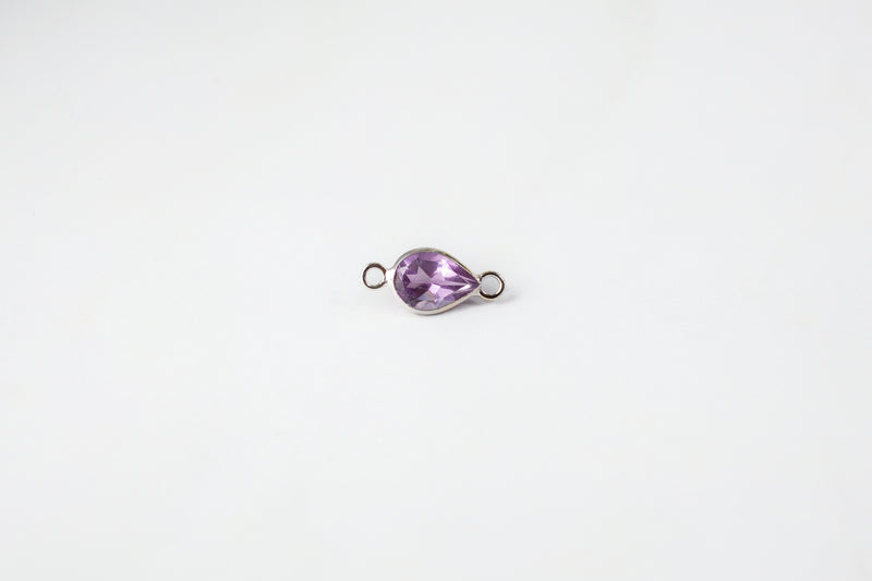 Load image into Gallery viewer, 6x4mm Pear Amethyst Connector - 14K Solid Gold (White)
