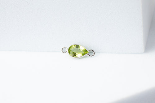 6x4mm Pear Peridot Connector - 14K Solid Gold (White)