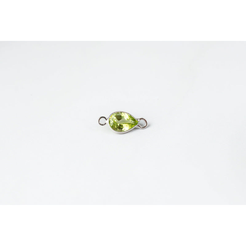 Load image into Gallery viewer, Pear Peridot Charm- 14K White Gold
