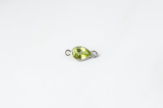 6x4mm Pear Peridot Connector - 14K Solid Gold (White)