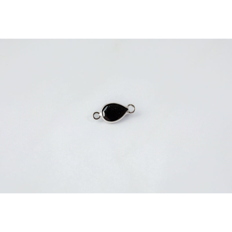 Load image into Gallery viewer, Pear Black Spinel Gemstone Charm- 14K Gold (White)

