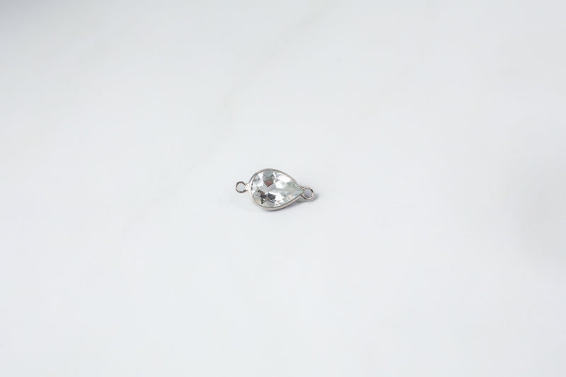 Load image into Gallery viewer, 5x7mm Pear White Gemstone Connector - 14K Solid Gold (White)
