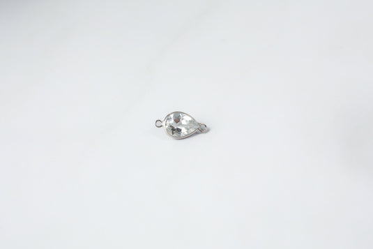 5x7mm Pear White Gemstone Connector - 14K Solid Gold (White)