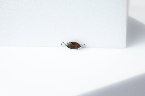 Marquise Smoky Quartz Gemstone Connector - 14K Solid Gold (White)