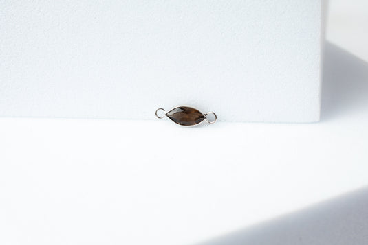 Marquise Smoky Quartz Gemstone Connector - 14K Solid Gold (White)