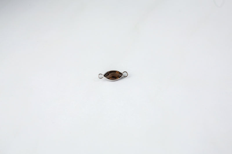 Load image into Gallery viewer, Marquise Smoky Quartz Gemstone Connector - 14K Solid Gold (White)
