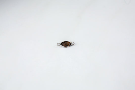 Marquise Smoky Quartz Gemstone Connector - 14K Solid Gold (White)