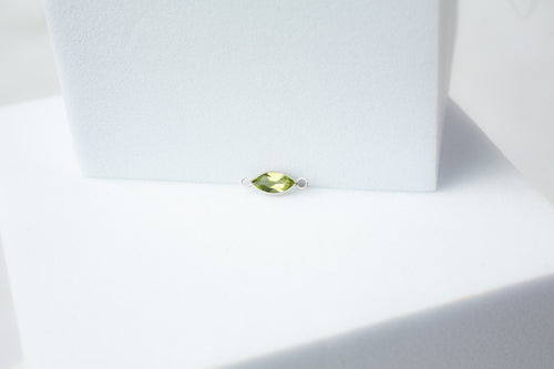 Marquise Peridot Connector - 14K Solid Gold (White)