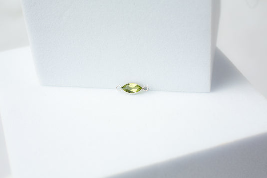 Marquise Peridot Connector - 14K Solid Gold (White)